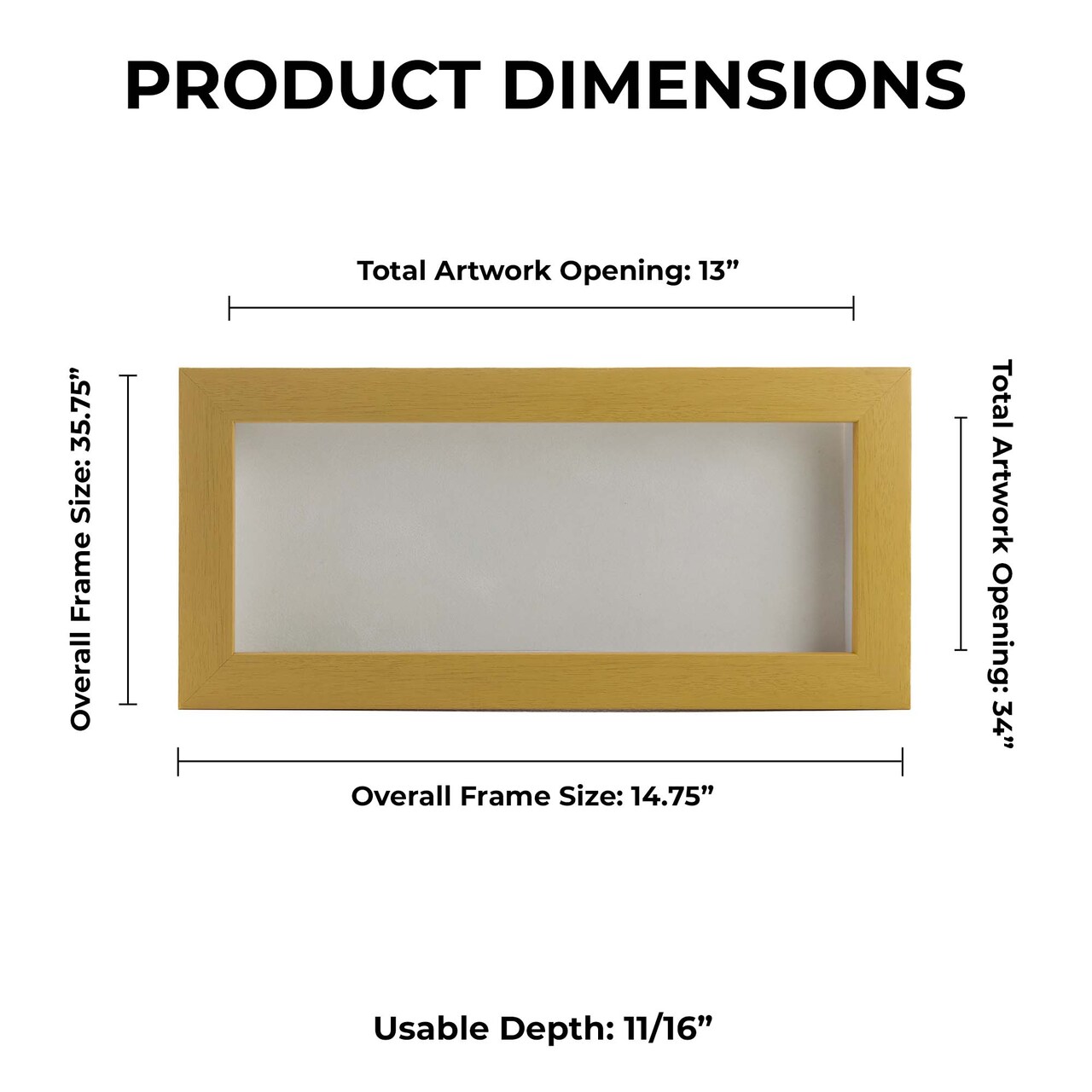 Classic Natural Wood Shadow Box Frame with Acrylic Front - White Suede Backing, 30 Sizes